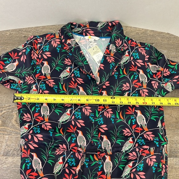 NWT Boden Collar Detail Cropped Jumpsuit -French Navy - Berry Bird  Size 4P - Picture 15 of 16